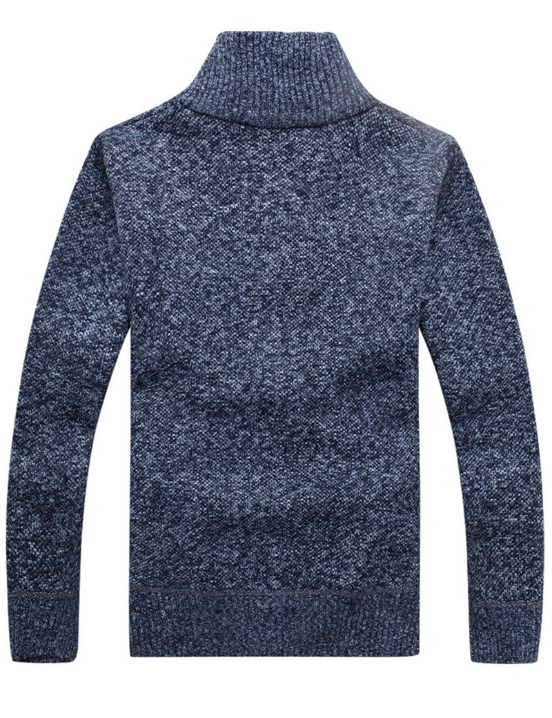 Yeokou Men's Casual Slim Full Zip Thick Knitted Cardigan Sweaters with Pockets (Medium, Blue001) - Image 2